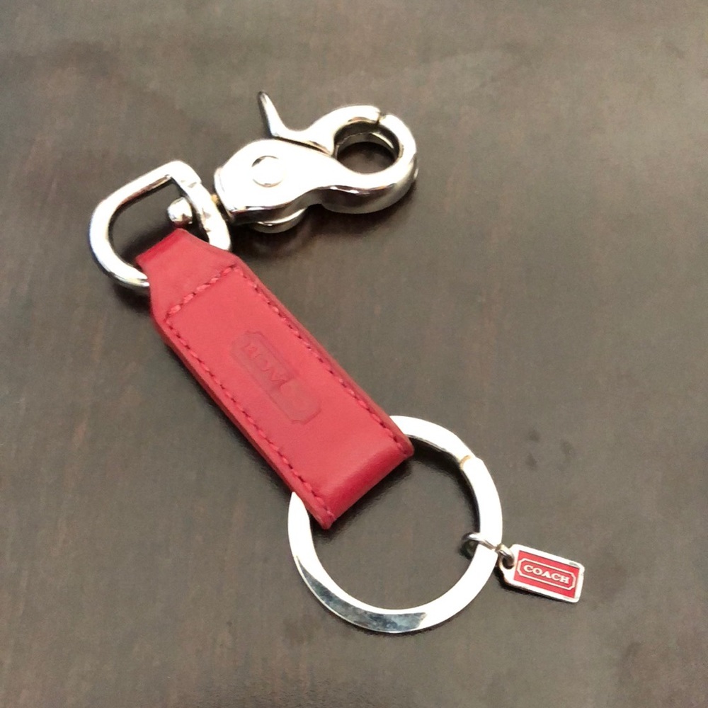 Coach Red Leather Key Ring